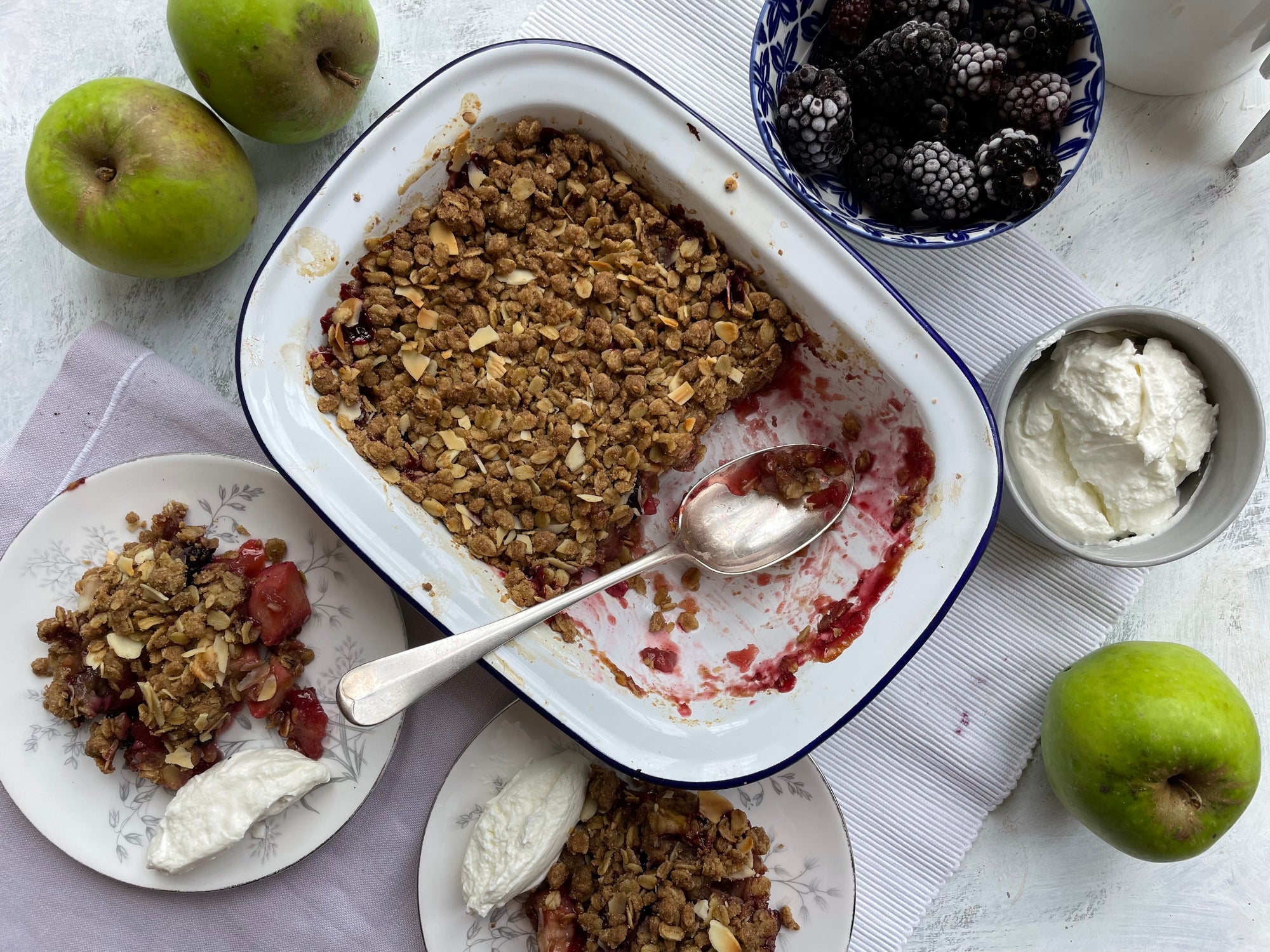 Apple, Blackberry & Almond Crumble - Steph Blackwell