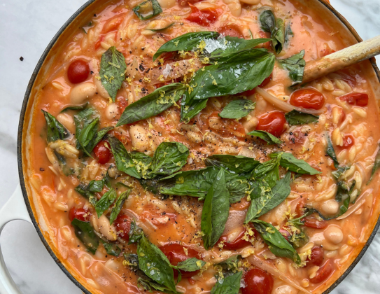 Simple tomato and basil orzo by Ella Mills