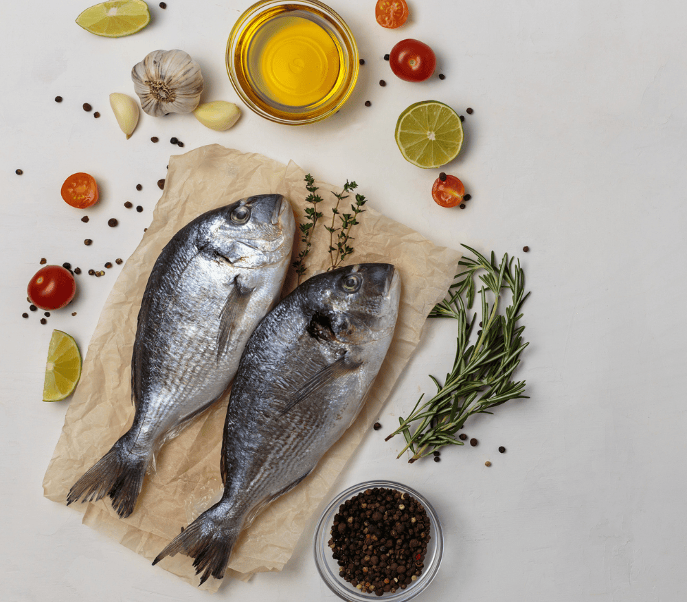 fish and herbs