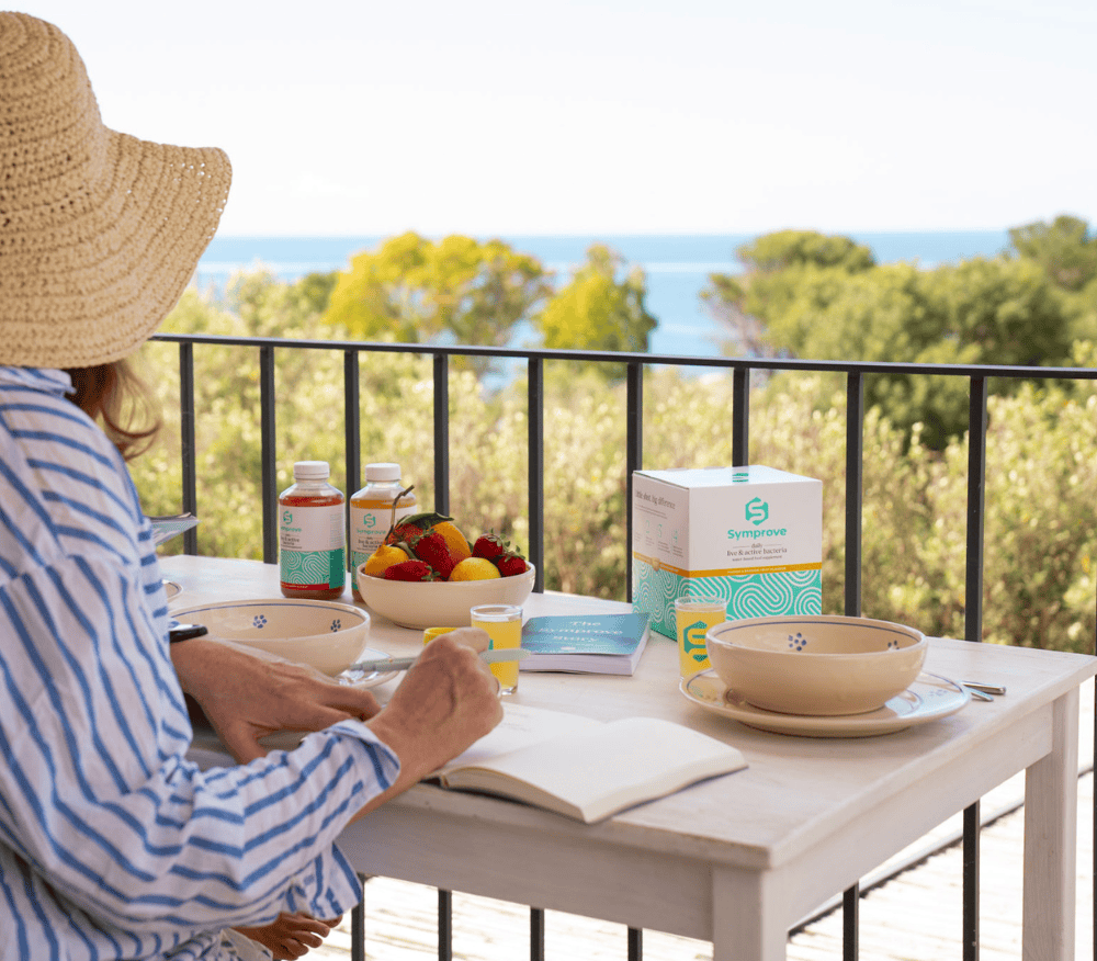 Morning journaling outside looking over Puglia, Italy
