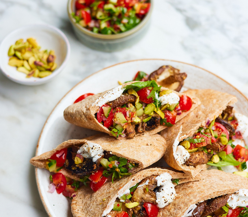 Spiced Mushroom Pittas by Deliciously Ella