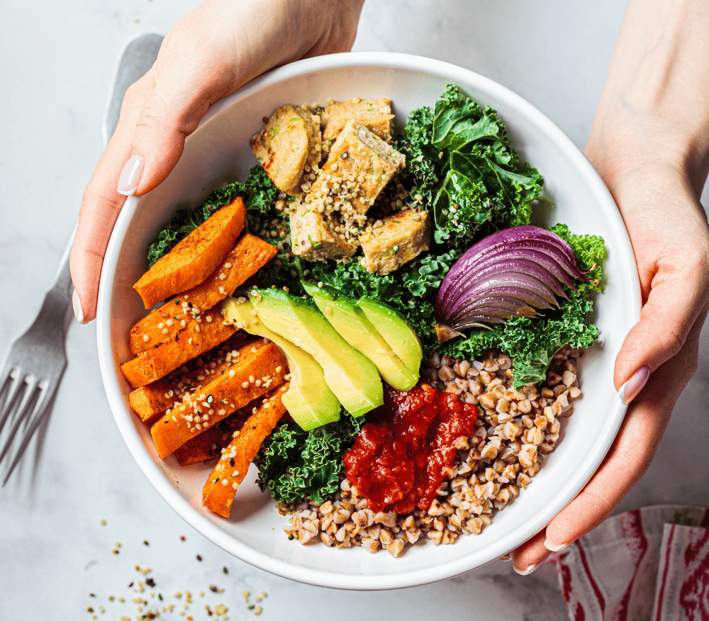 a bowl filled with delicious plant-based foods