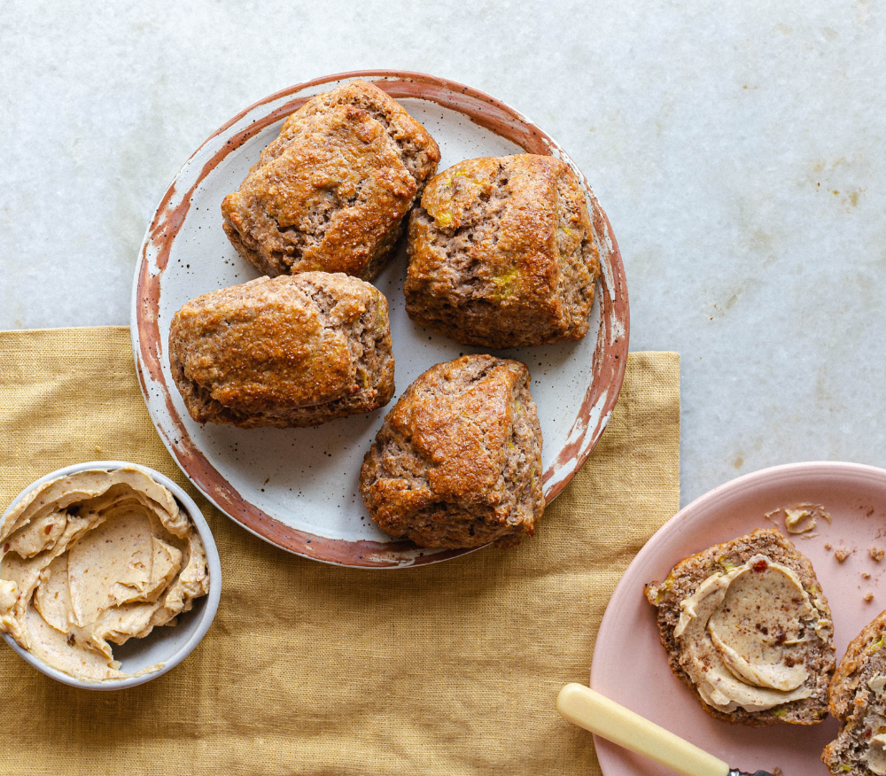 Roasted Banana and Spelt Scones with Date Butter by Emma Hatcher