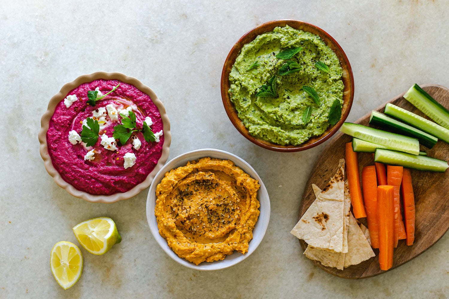 A bowl of  Beetroot, Lentil and Goats Cheese dip.