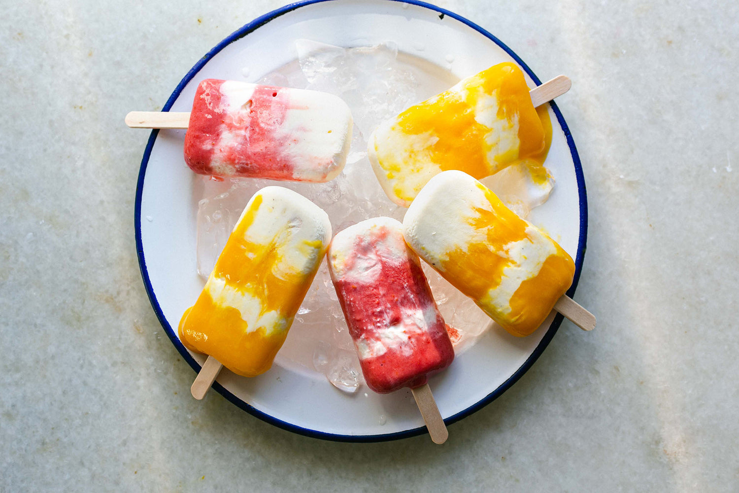 Mango and Passionfruit and Strawberry and Raspberry Ice Lollies