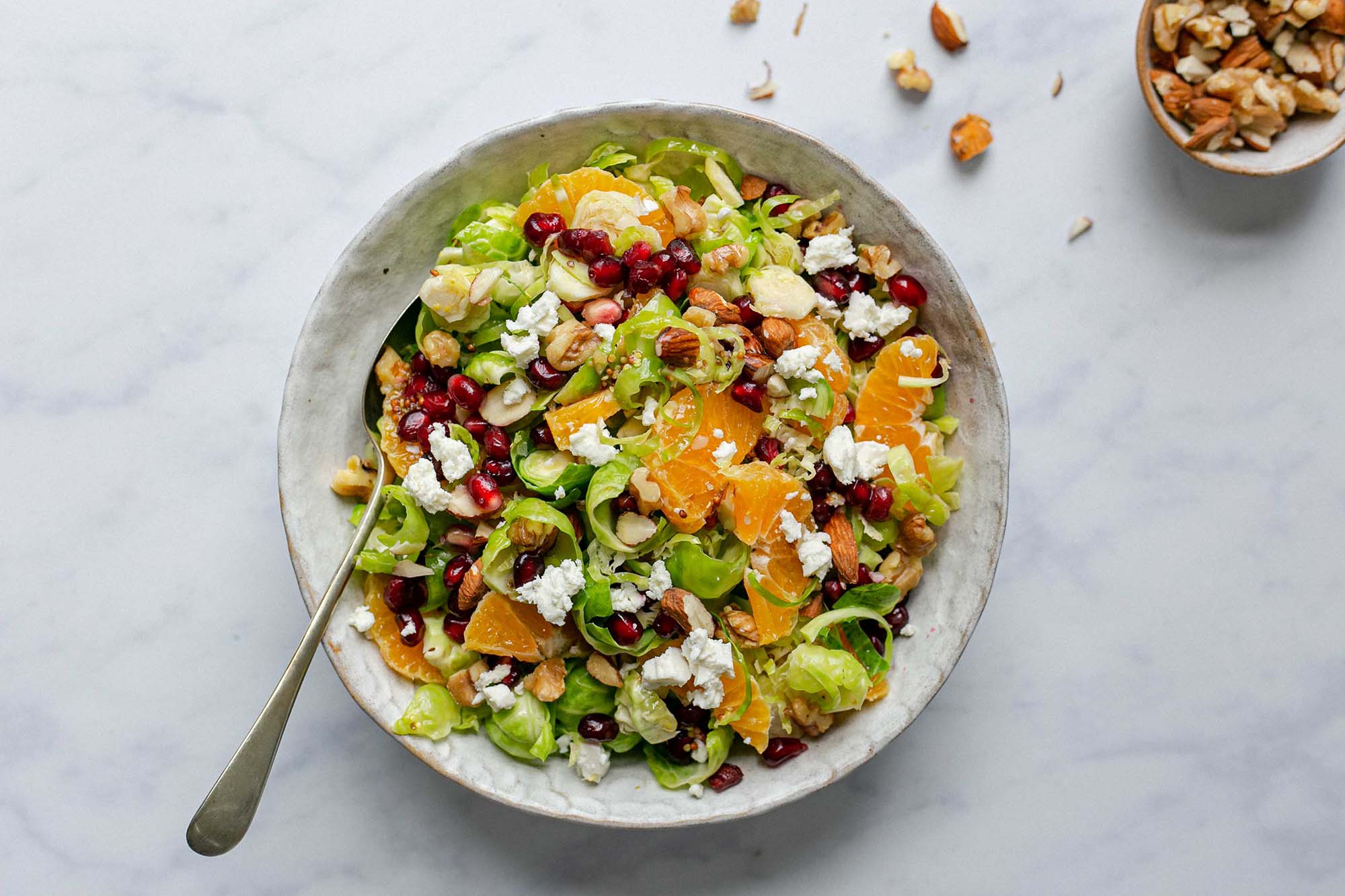 Brussel Sprout, Clementine, Pomegranate and Feta Salad