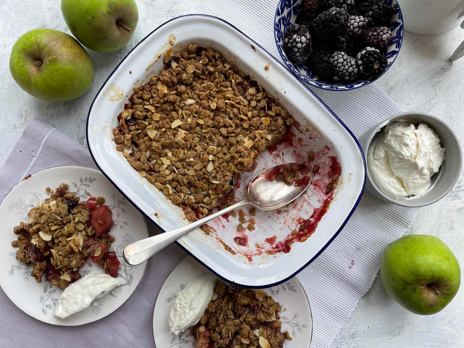 Apple, Blackberry & Almond Crumble - Steph Blackwell