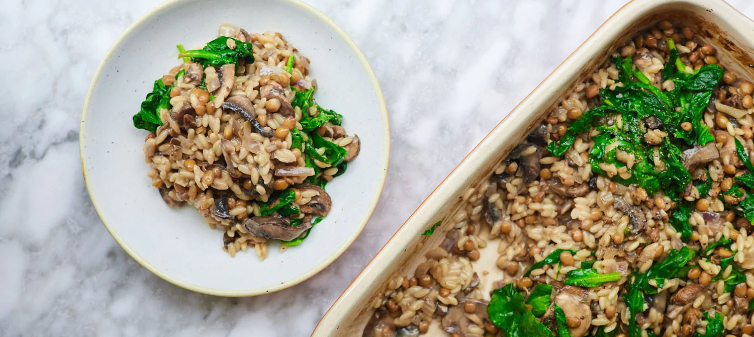 Miso Mushroom Orzo Traybake