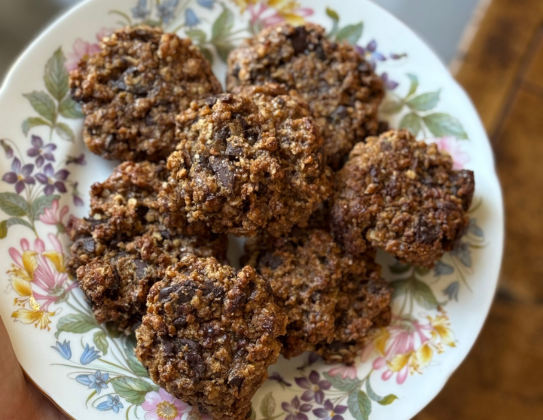 Oaty peanut butter chocolate chip cookies by Ella Mills