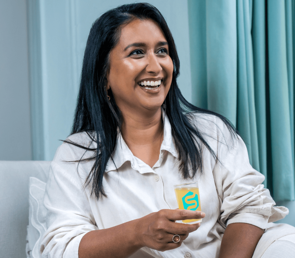 Farzana with her morning shot of Symprove