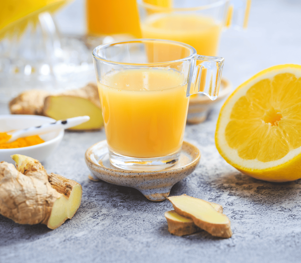 Homemade orange ginger shot