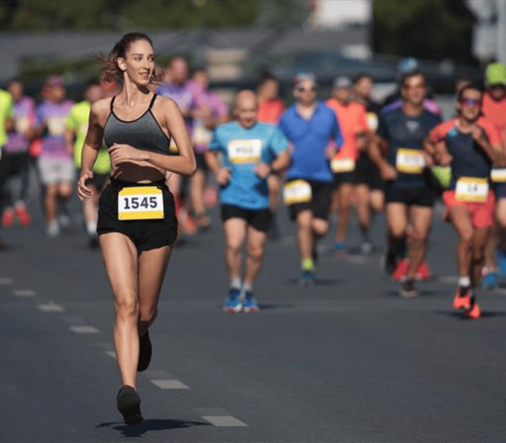 Lady running the marathon