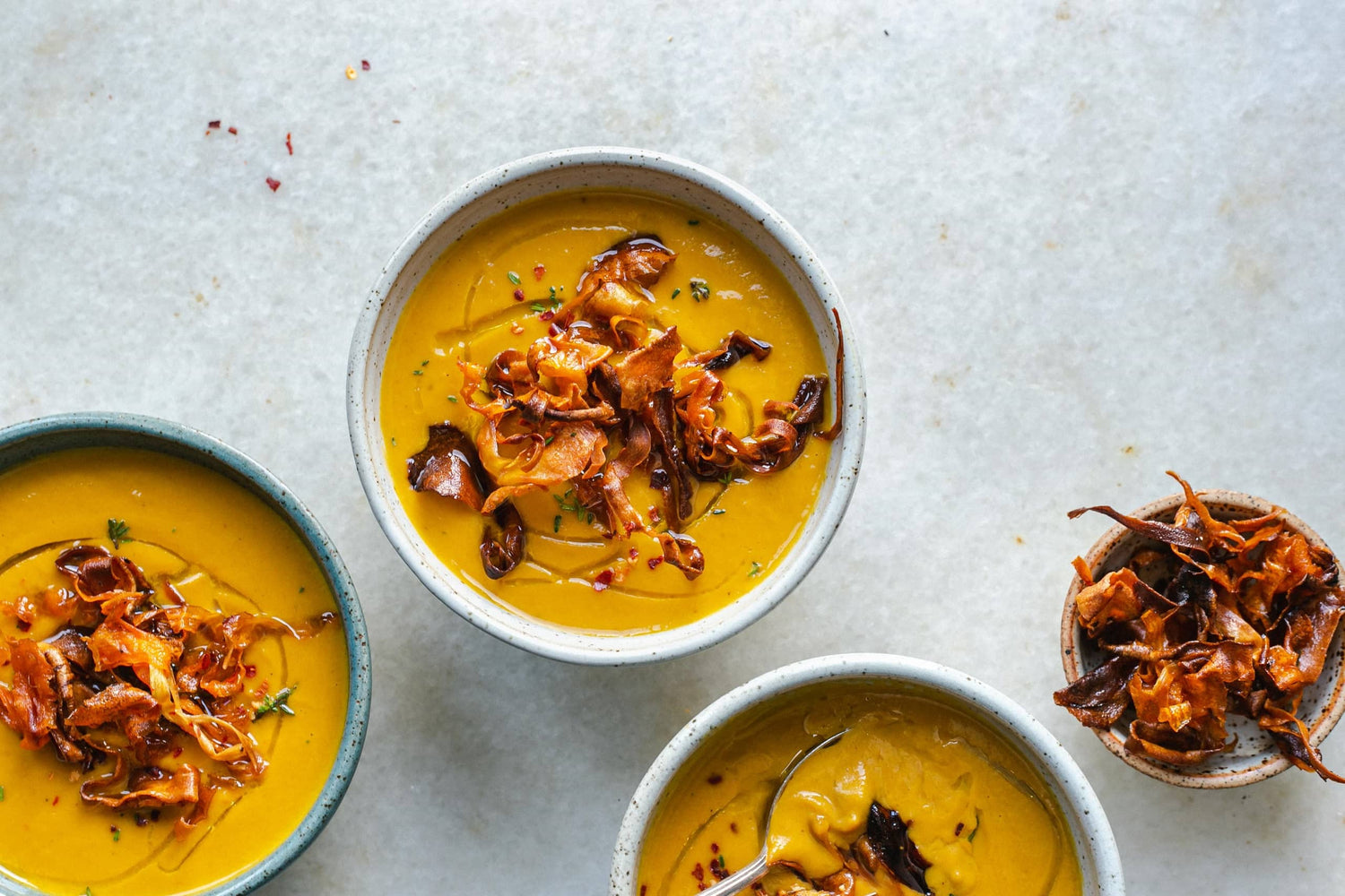 A bowl of roasted carrot and parsnip soup