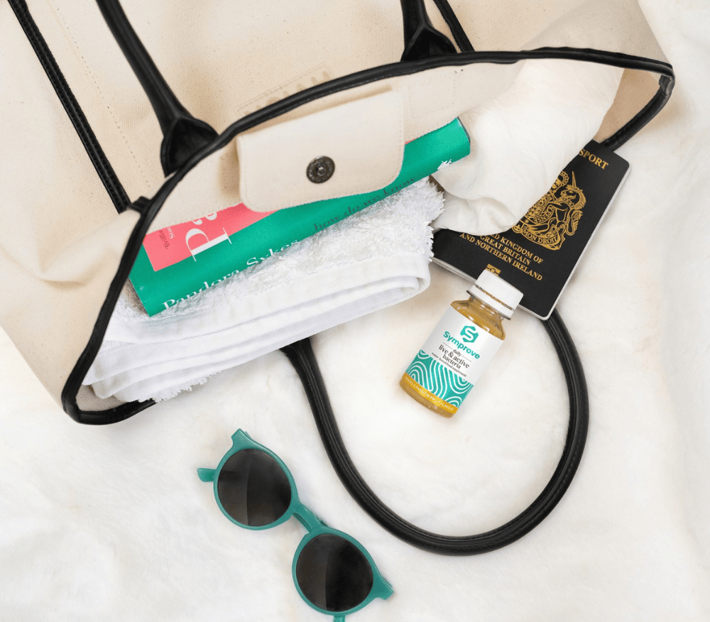 Holiday bag packed with Symprove On The Go