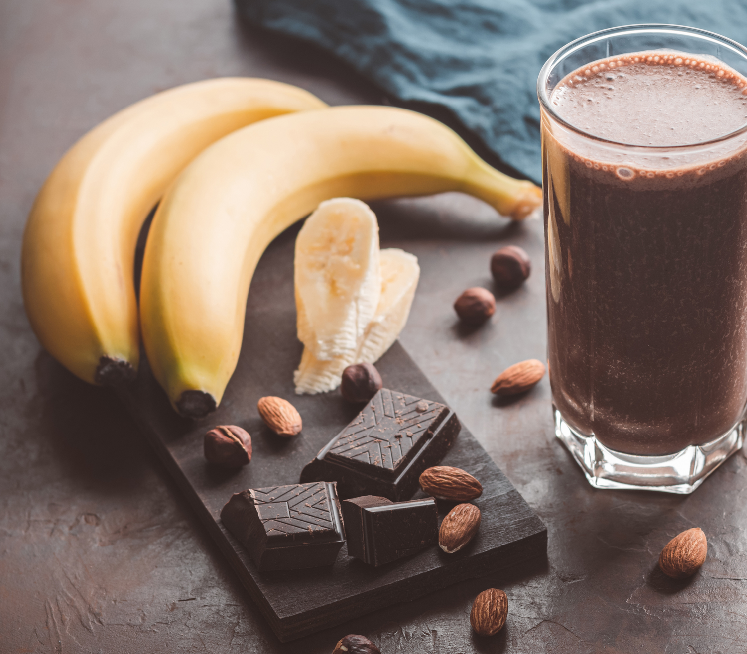 Foods to Boost Your Microbiome - dark chocolate, banana and nuts