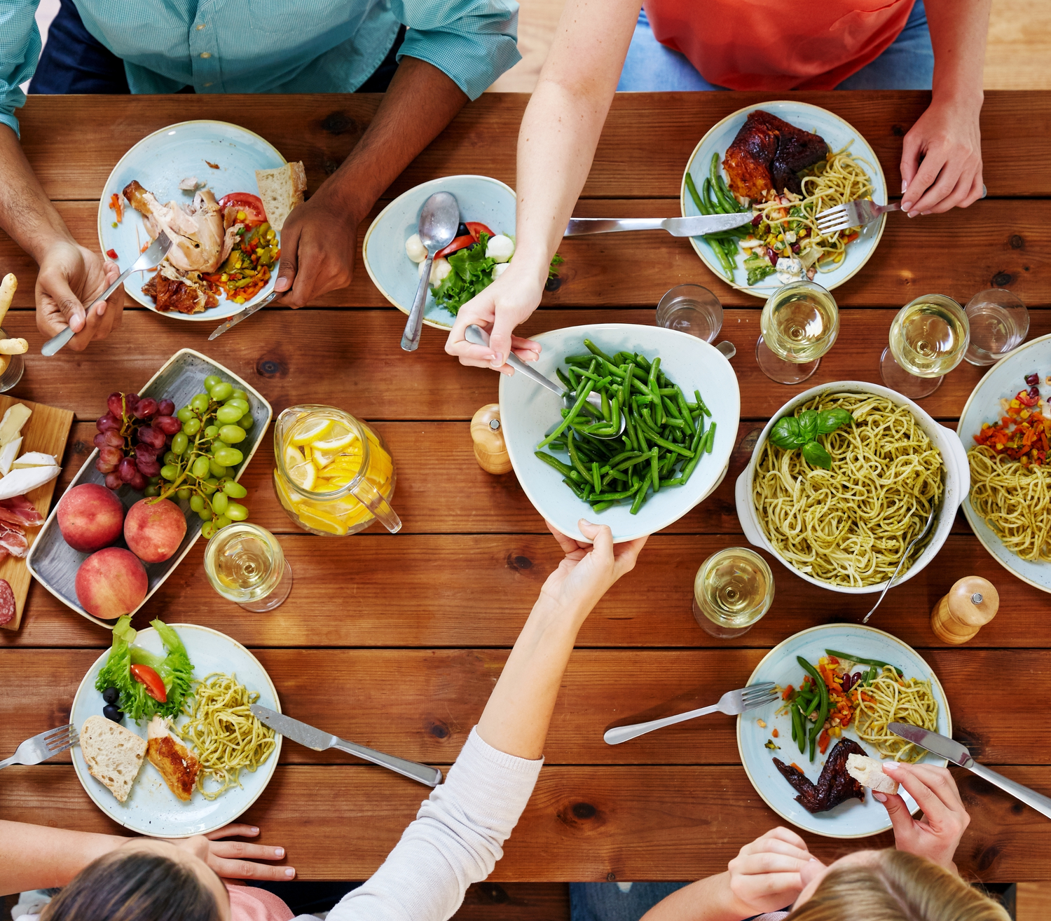People eating dinner together