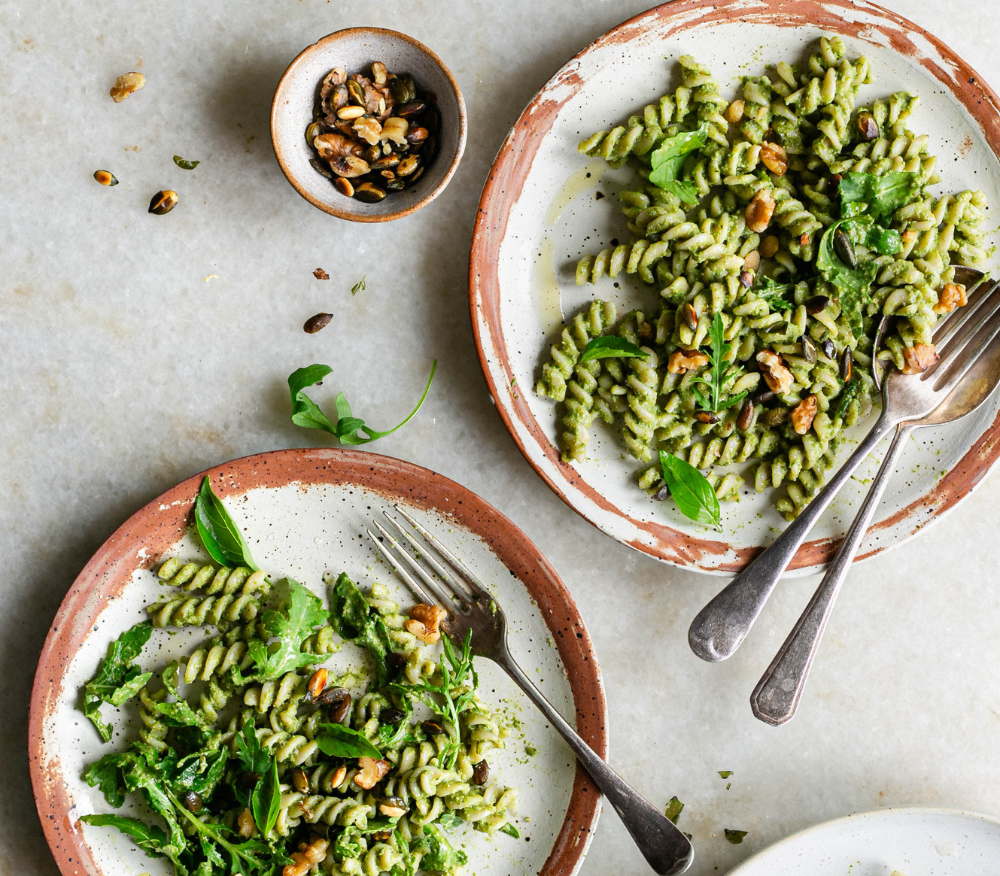 Green Kefir Pesto Pasta Salad by Emma Hatcher