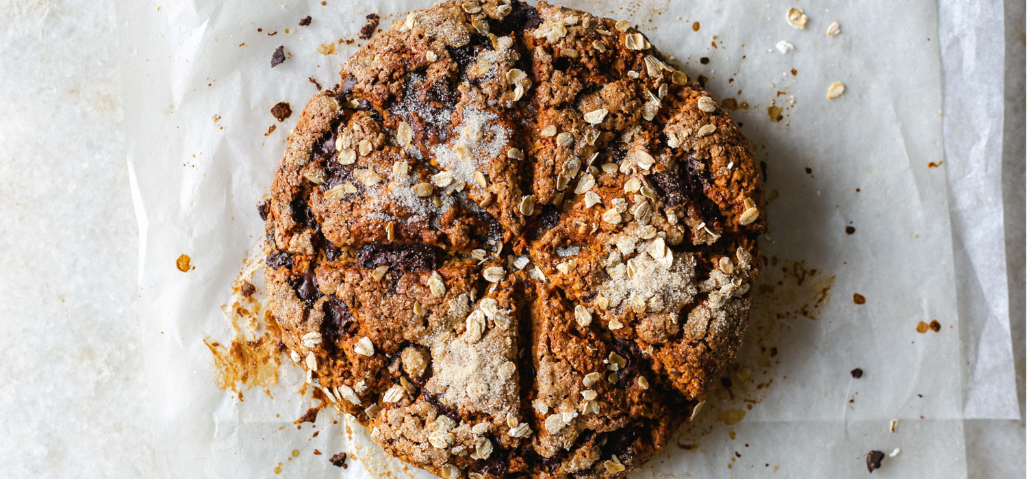 Gluten-free chocolate chunk oat soda bread by Emma Hatcher